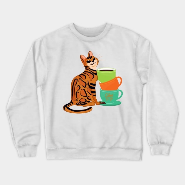 Easily Distracted by Cats and Coffee Crewneck Sweatshirt by nathalieaynie